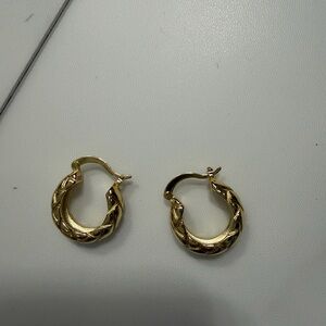 Gold-Tone Textured Braided Hoop Earrings
